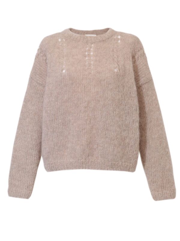 Nancy sweater - beżowy sweter z ażurowymi zdobieniami