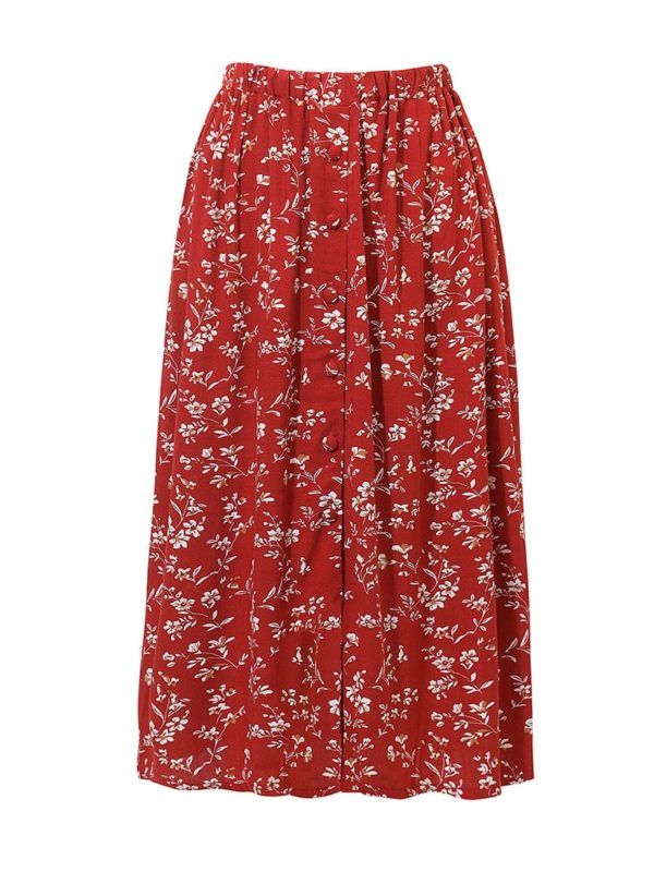 Vintage red skirt - spódnica w kwiaty