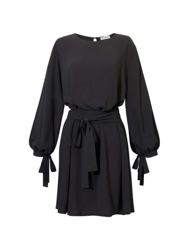 Mini drop dress - czarna sukienka mini z wiązaniem
