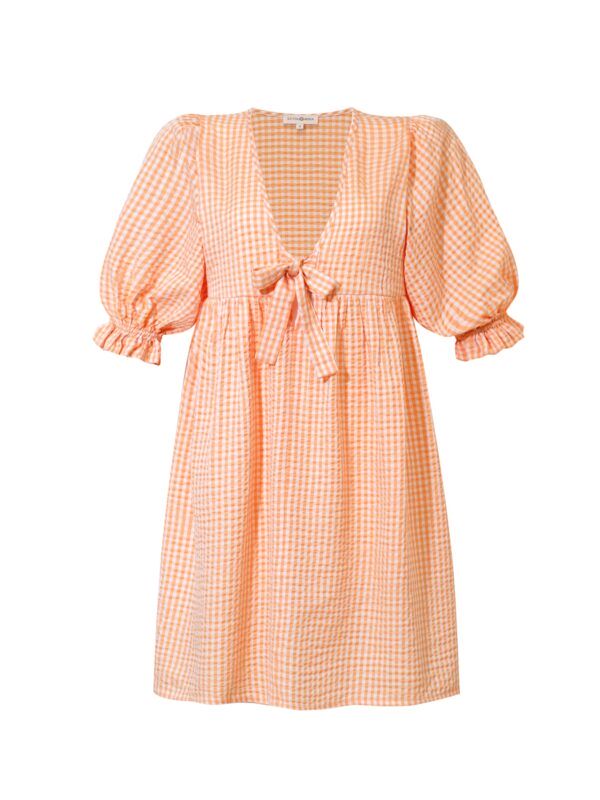 Checked dress - sukienka mini w kratkę pomarańczowa