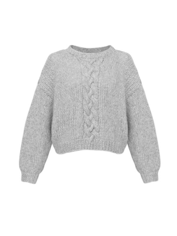 Cool Gray Sweater - gruby sweter z warkoczem