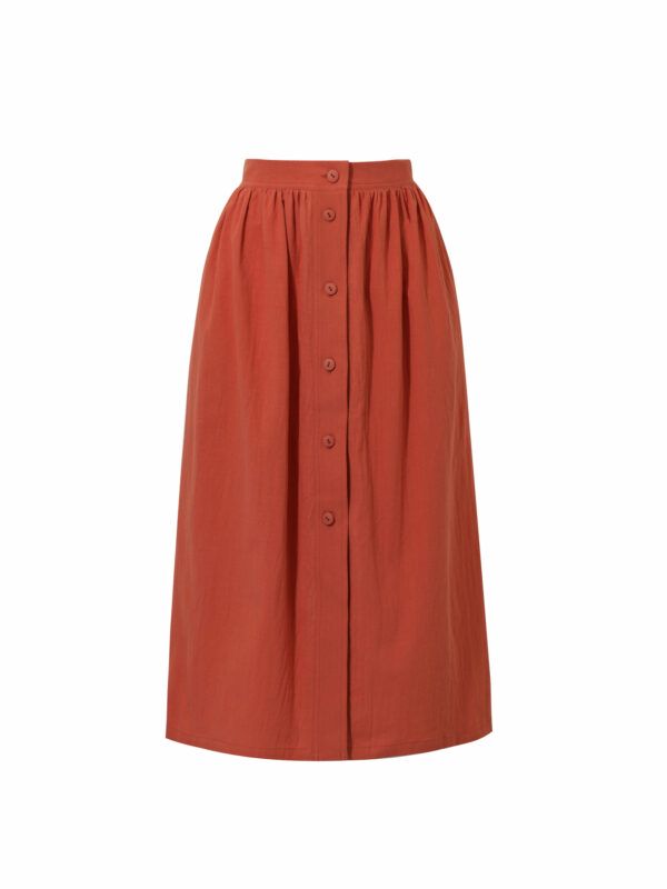Lola Skirt - pomarańczowa spódnica na guziki