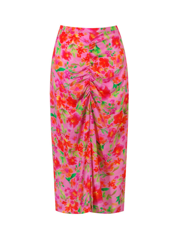 Rosa Twist Skirt- spódnica w różowo-zielone kwiaty