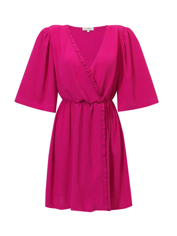 Isabella Dress- Sukienka mini z rozcięciem różowa