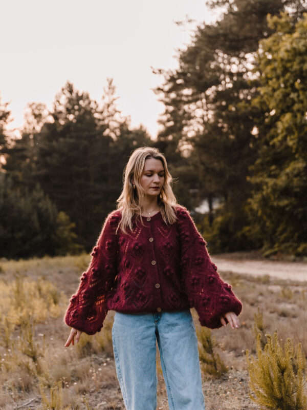 Wine Cardigan- lekki kardigan z bąbelkami