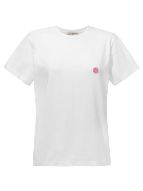 Bloomed T-shirt - biała koszulka z  kwiatkiem