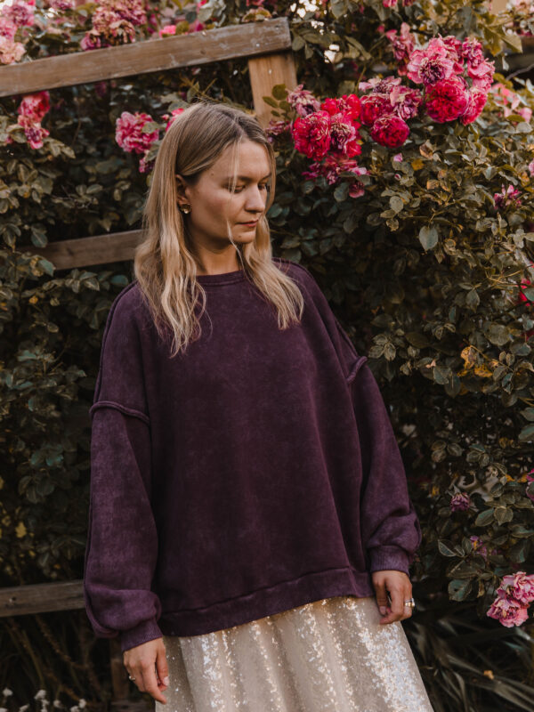 Plum Duet Sweatshirt - bluza w kolorze spranym bordowym
