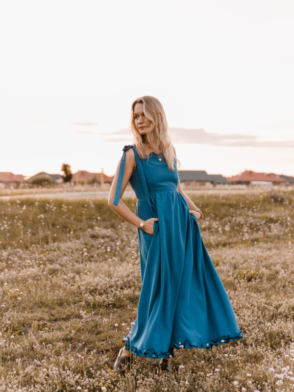 Ruffle Dress - sukienka z falbanką niebieska