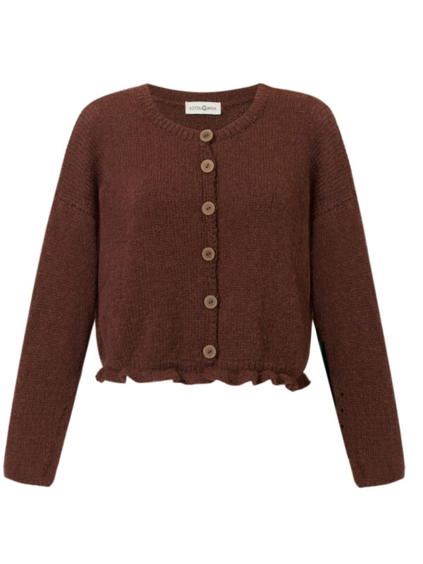 Cocoa Sweater - sweter z falbanką brązowy