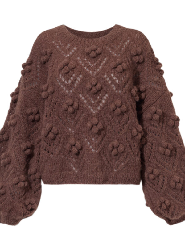 Nut Sweater- brązowy sweter ze zdobieniami