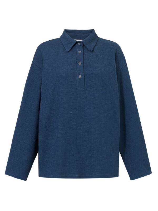 Boucle Polo Sweatshirt- granatowa bluza polo