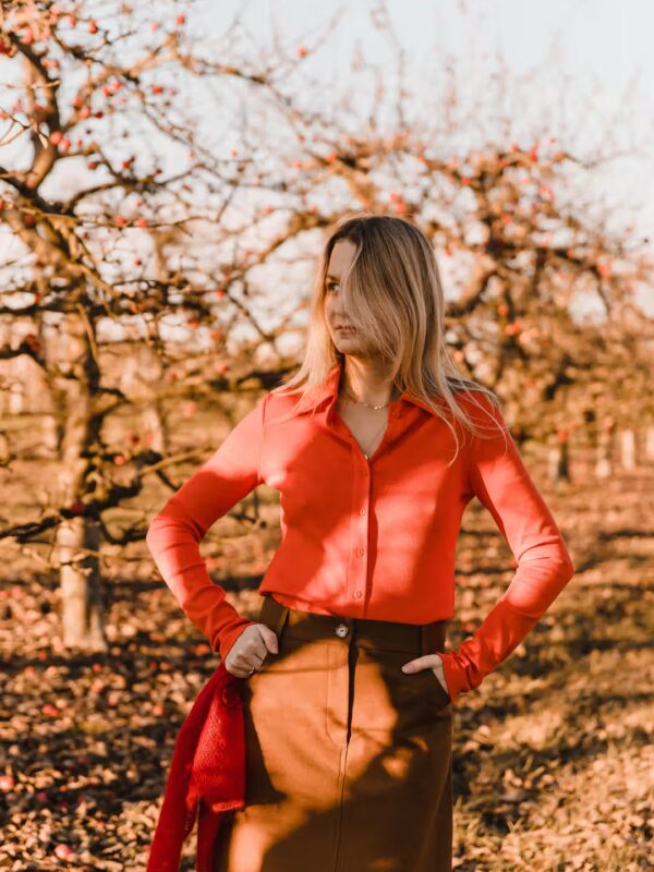 Collar Longsleeve- koralowa koszulka