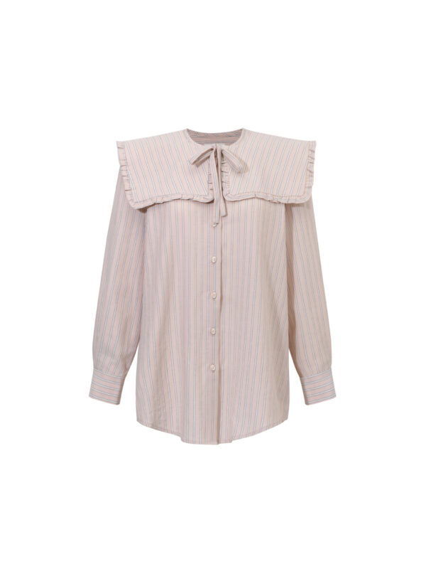 Iris Shirt- beżowa koszula z ozdobnym kołnierzykiem
