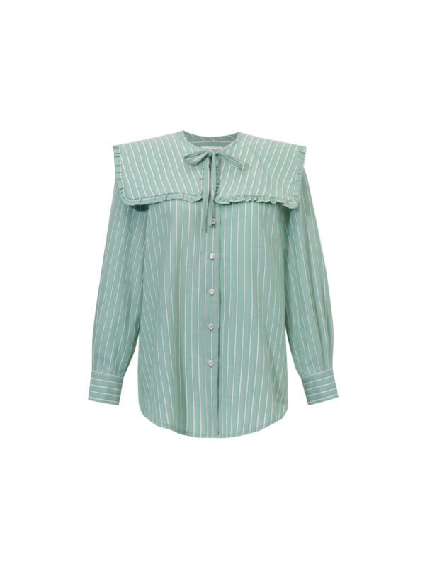 Iris Shirt- zielona koszula z ozdobnym kołnierzykiem