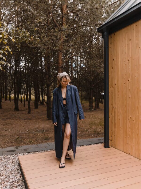 Classic Line Coat- oversizowy płaszcz w paski