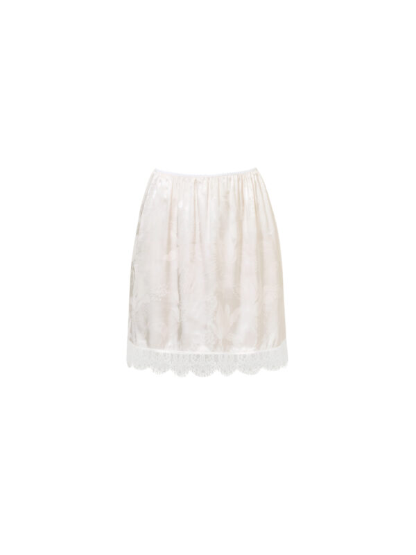 Muse Skirt- jasna żakardowa spódnica z koronką